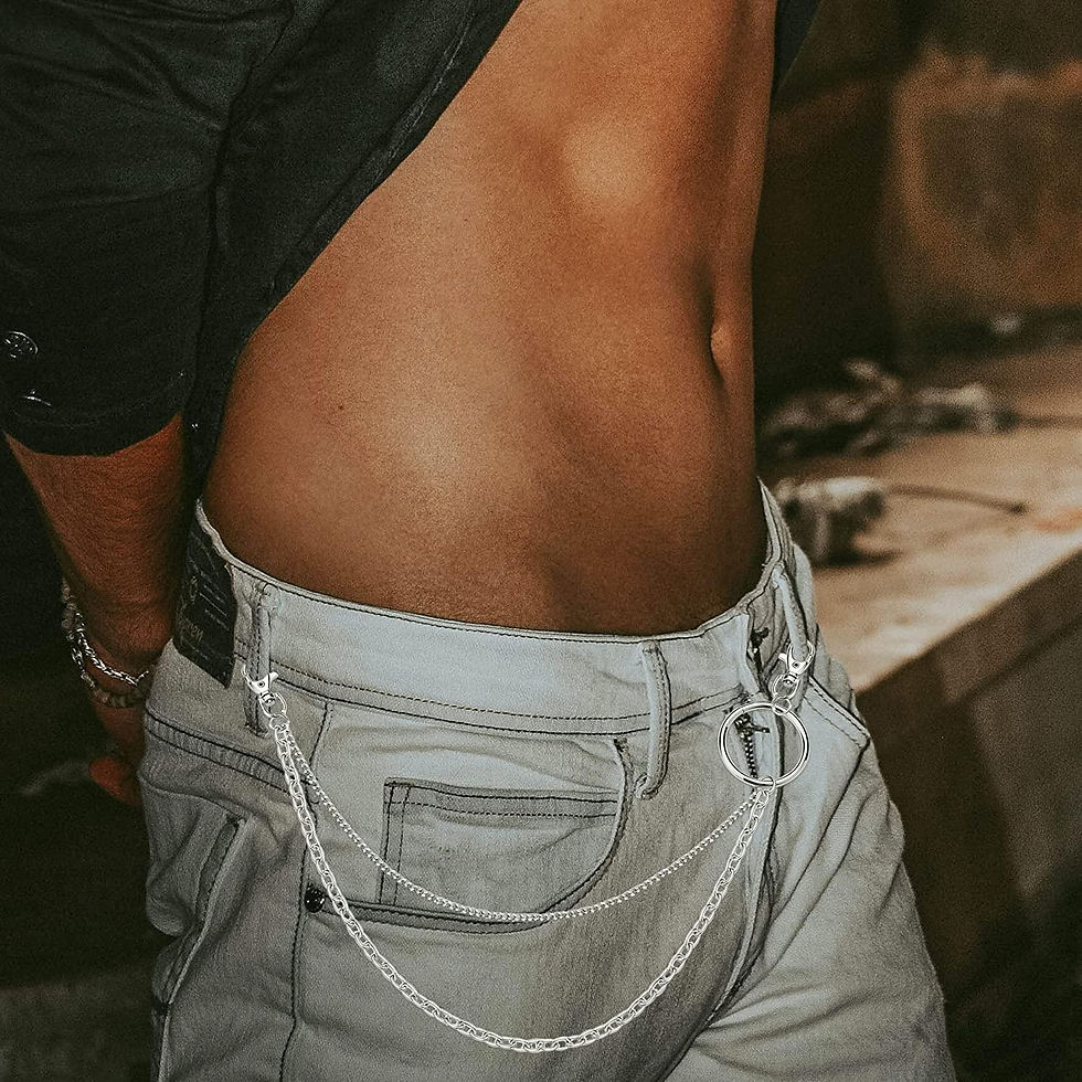 Thumbnail: 8 Pcs Pants Chain Wallet Chain Butterfly Lock Punk Hip Hop Rock Pocket Chain Bel