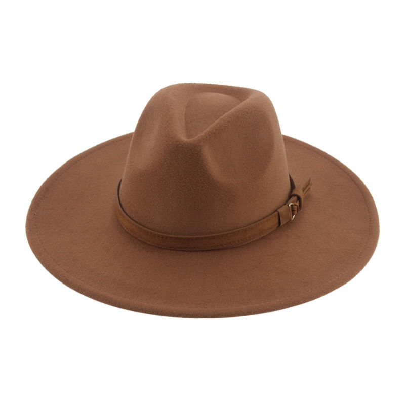 Thumbnail: Wide Brim 9.5cm Belt White Khaki Fedora