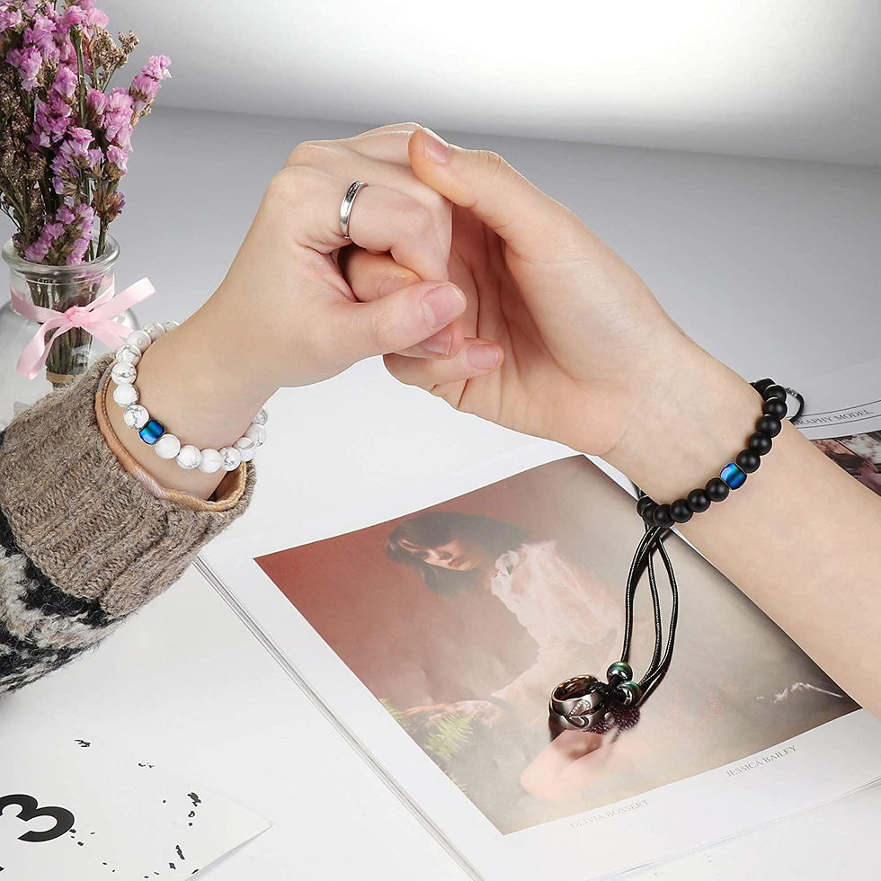 Thumbnail: 4Pcs Couples Distance Necklace Bracelets Set for Women Men Heart Matching Rings 