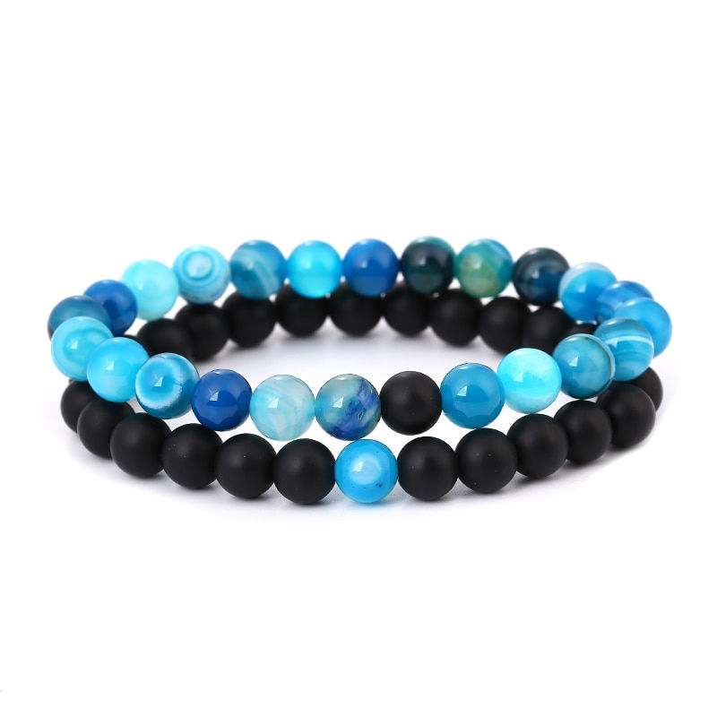Thumbnail: Hot 2pcs/set 7 Style Couples Distance Bracelet Natural Stone 