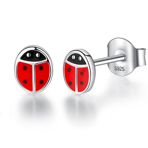 Thumbnail:  Ladybug Clover Heart 925 Sterling Silver Earrings