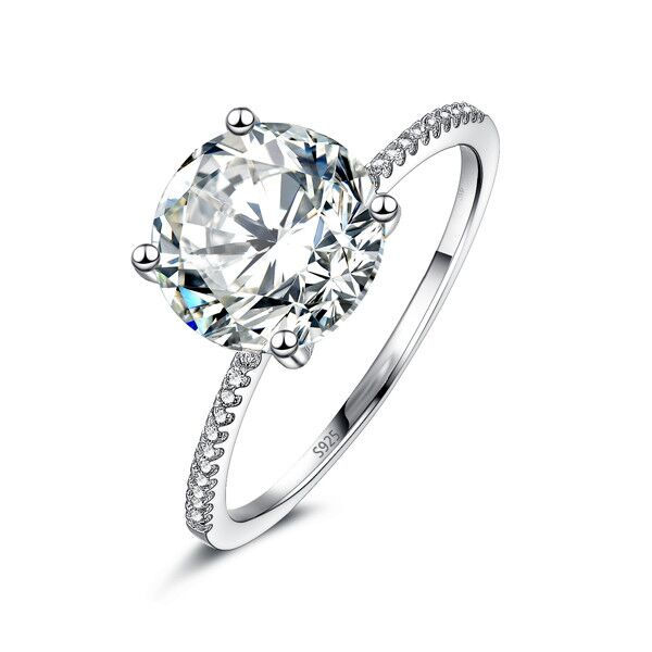 Thumbnail: 925 Sterling Silver Ring 3Ct 10 Hearts 