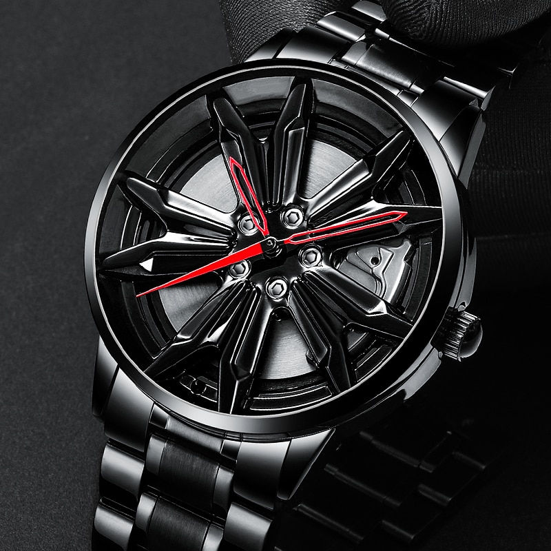 Thumbnail: Men Sport Waterproof Car Wheel Rim Hub Watch with Quartz Wristwatch 