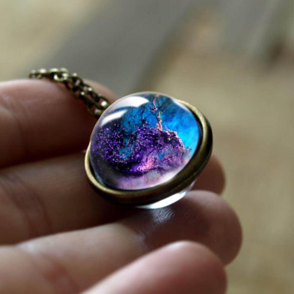 Thumbnail: New Nebula Galaxy Double Sided Pendant Necklace