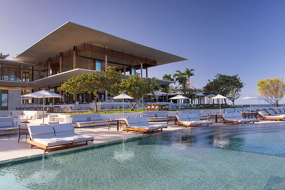 Amanera luxury resort with pool and sun loungers