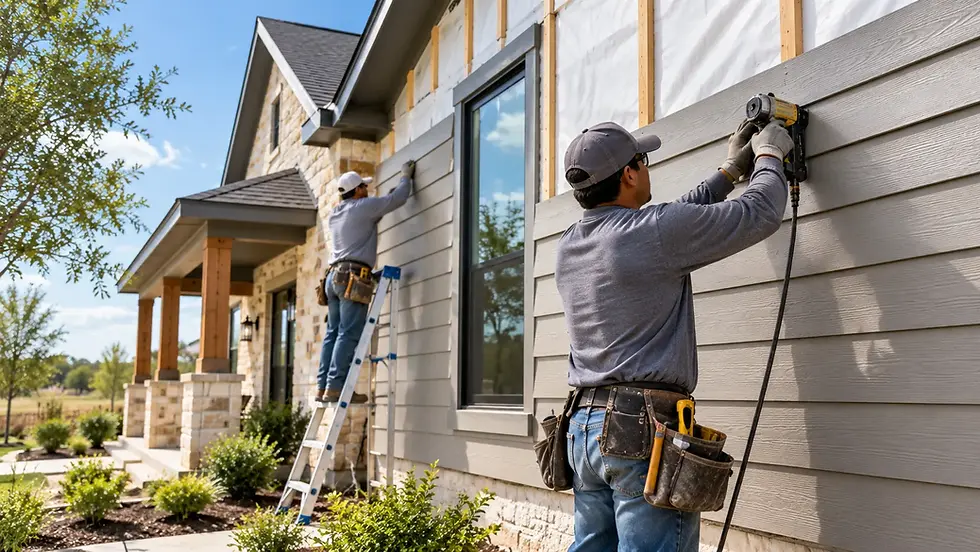 New siding installation on a Texas home by professional siding contractors