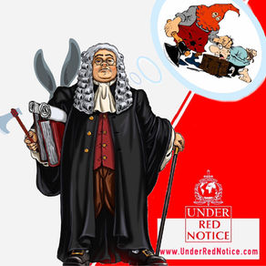 DECKED OUT LIKE AN IMMIGRATION JUDGE, BUT THE EXECUTIONER'S EARS STILL STICK OUT.