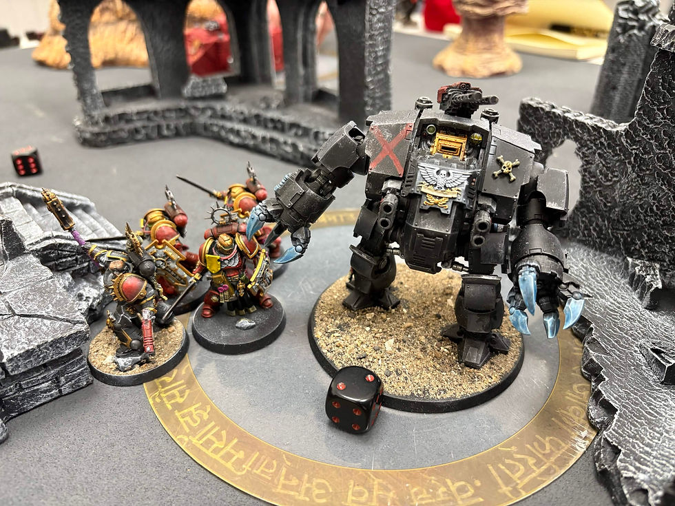 A Warhammer 40,000 army assembled and ready for battle on a tabletop