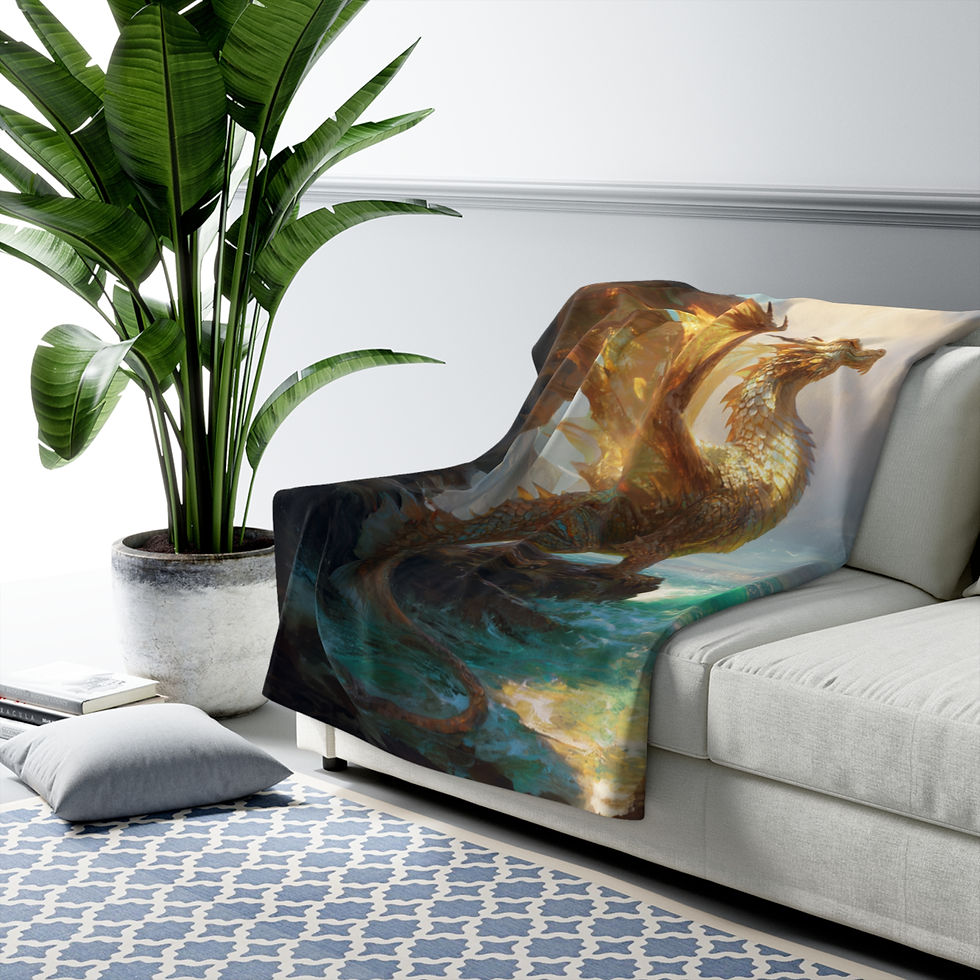 Thumbnail: Dragon Sherpa Blanket – Sea Fantasy Throw, Cozy Gift