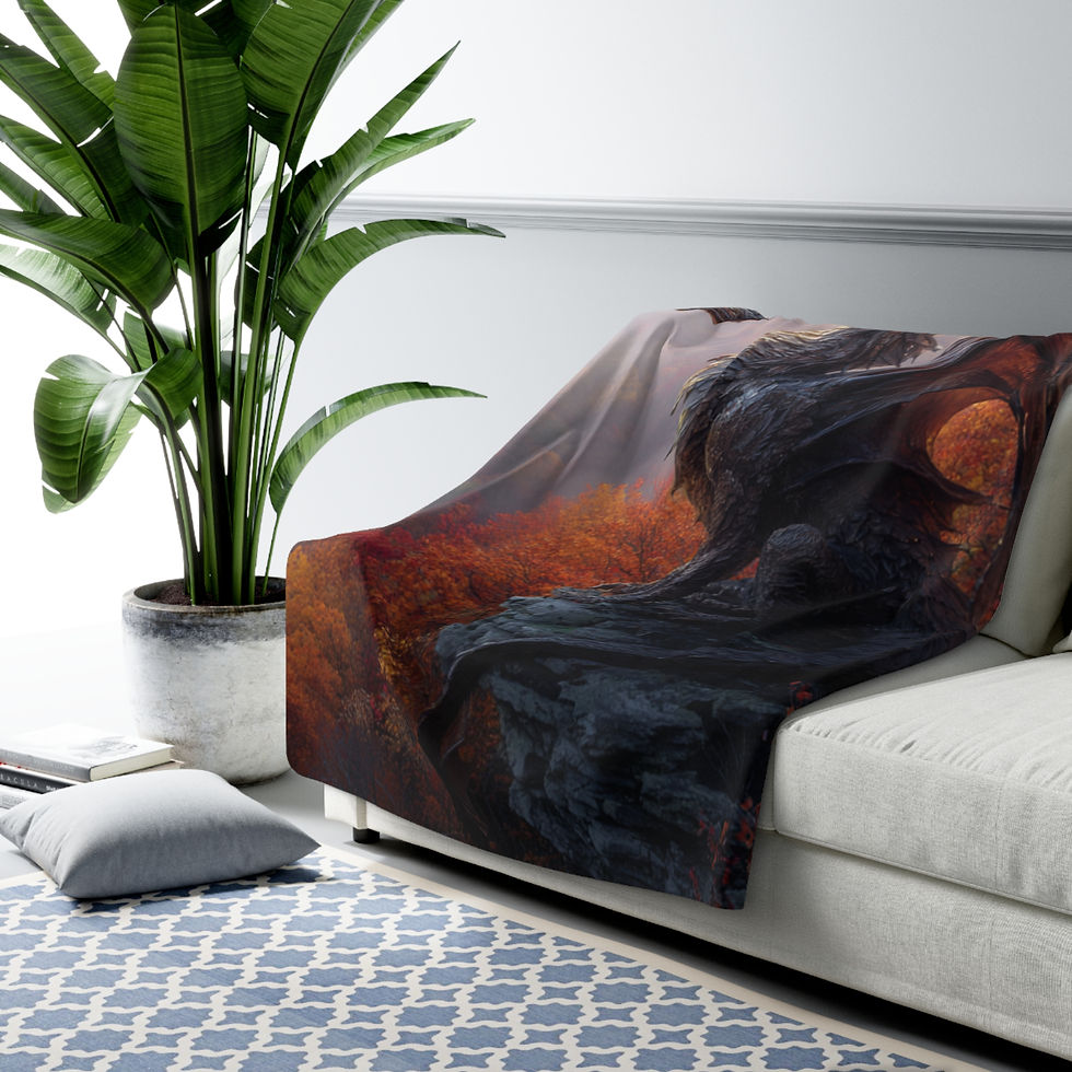 Thumbnail: Dragon Sherpa Blanket – Dark Fantasy Throw, Cozy Dragon Gift