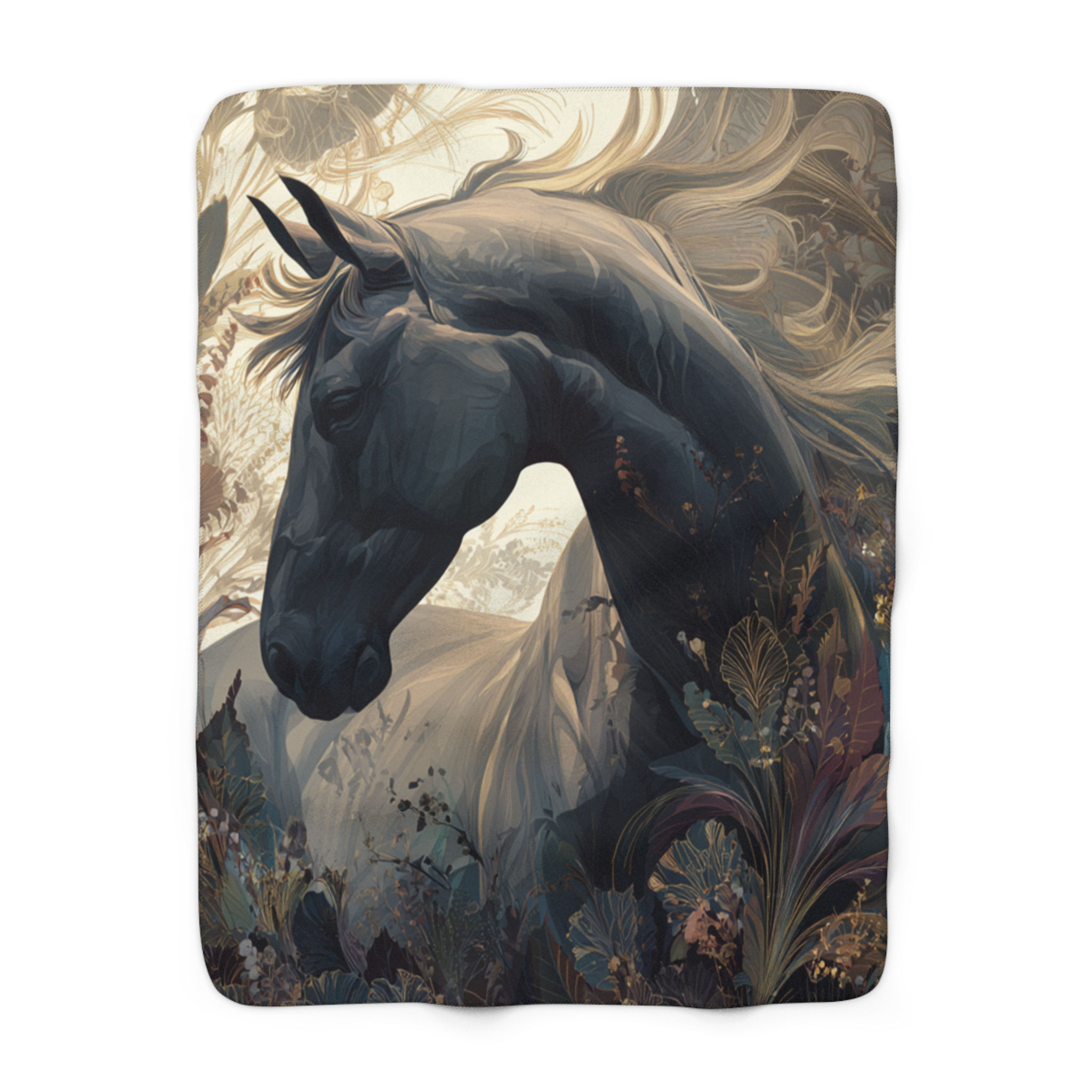 Horse Sherpa Blanket – Equestrian Throw, Cozy Horse Lover Gift