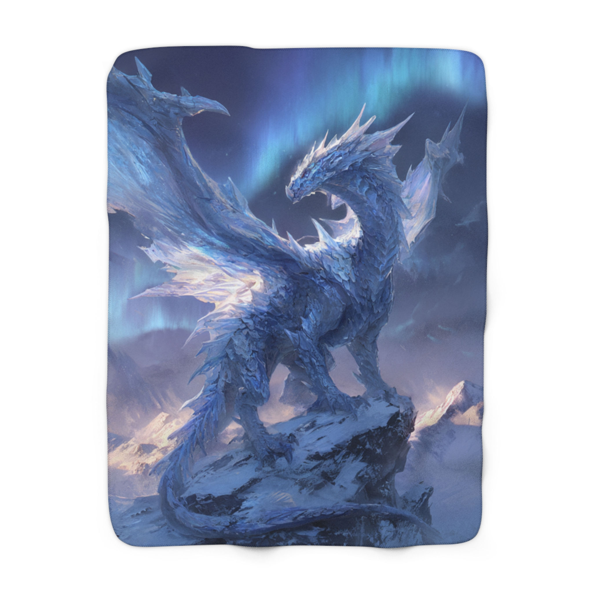Dragon Sherpa Blanket – Icy Dragon Fantasy Throw, Cozy Gift