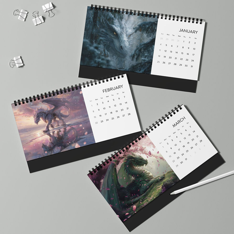 Thumbnail: 2026 Dragon Desk Calendar – Fantasy Art Calendar, Dragon Gift
