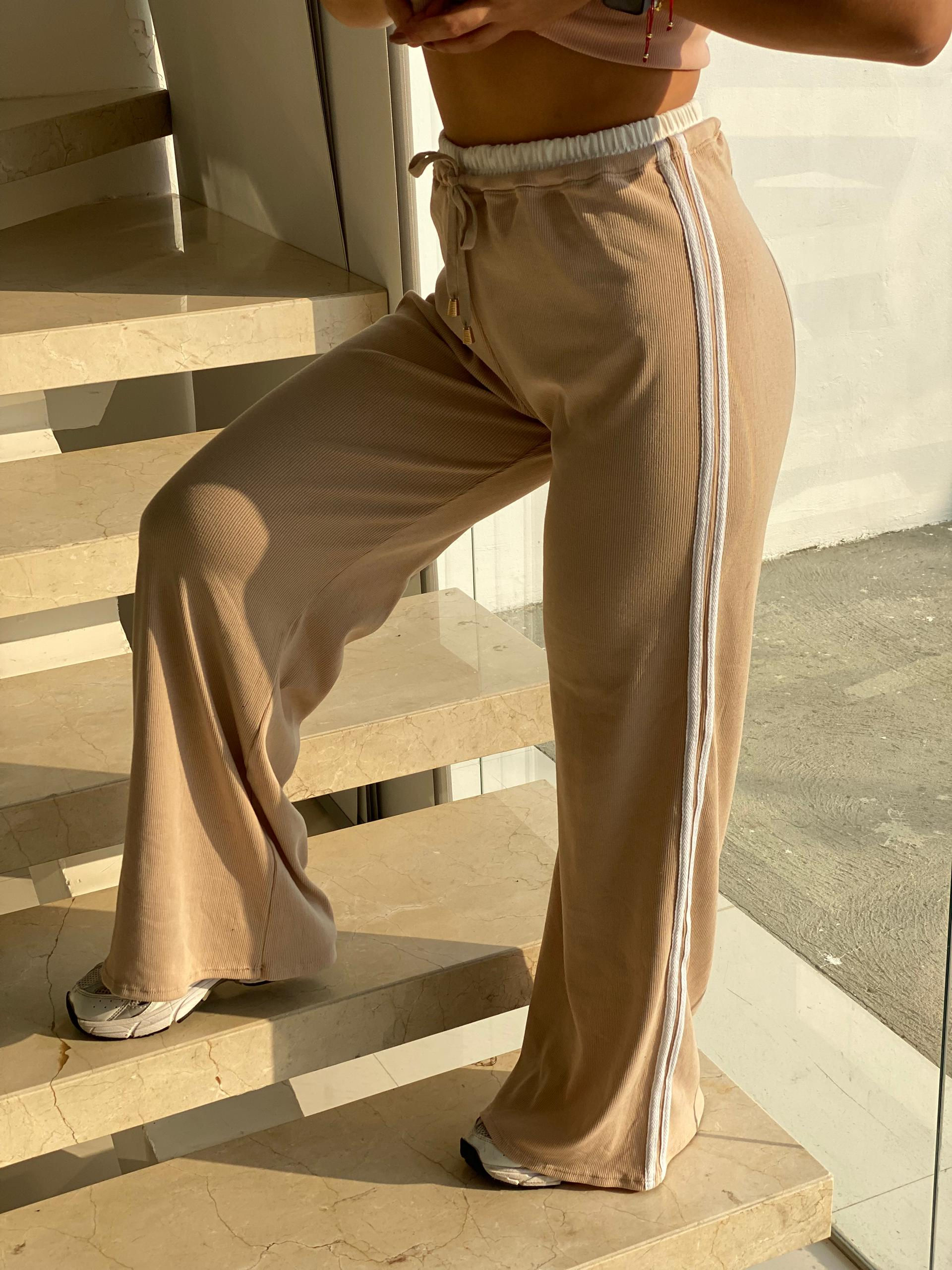 Pants Comfy con doble linea sesgo beige