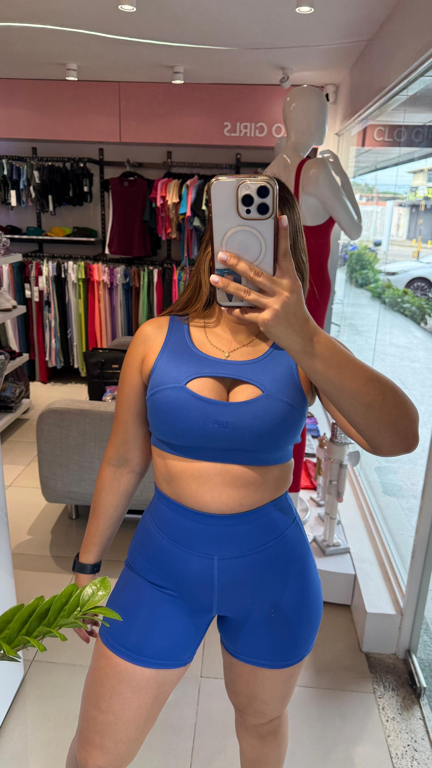 Top UF Azul Rey con Abertura adelante y atrás 