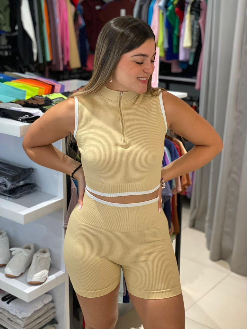 Miniatura: Set Short Clo Seamless Sesgo Blanco Pretina Cierre