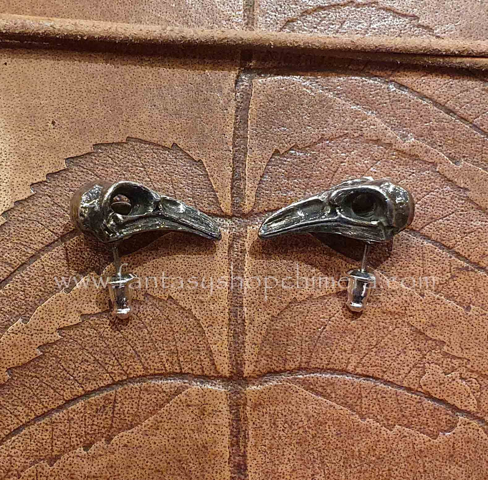 rabenschadel earstuds raven skull crow raaf schedel oorstekers alchemy gothic jewelry