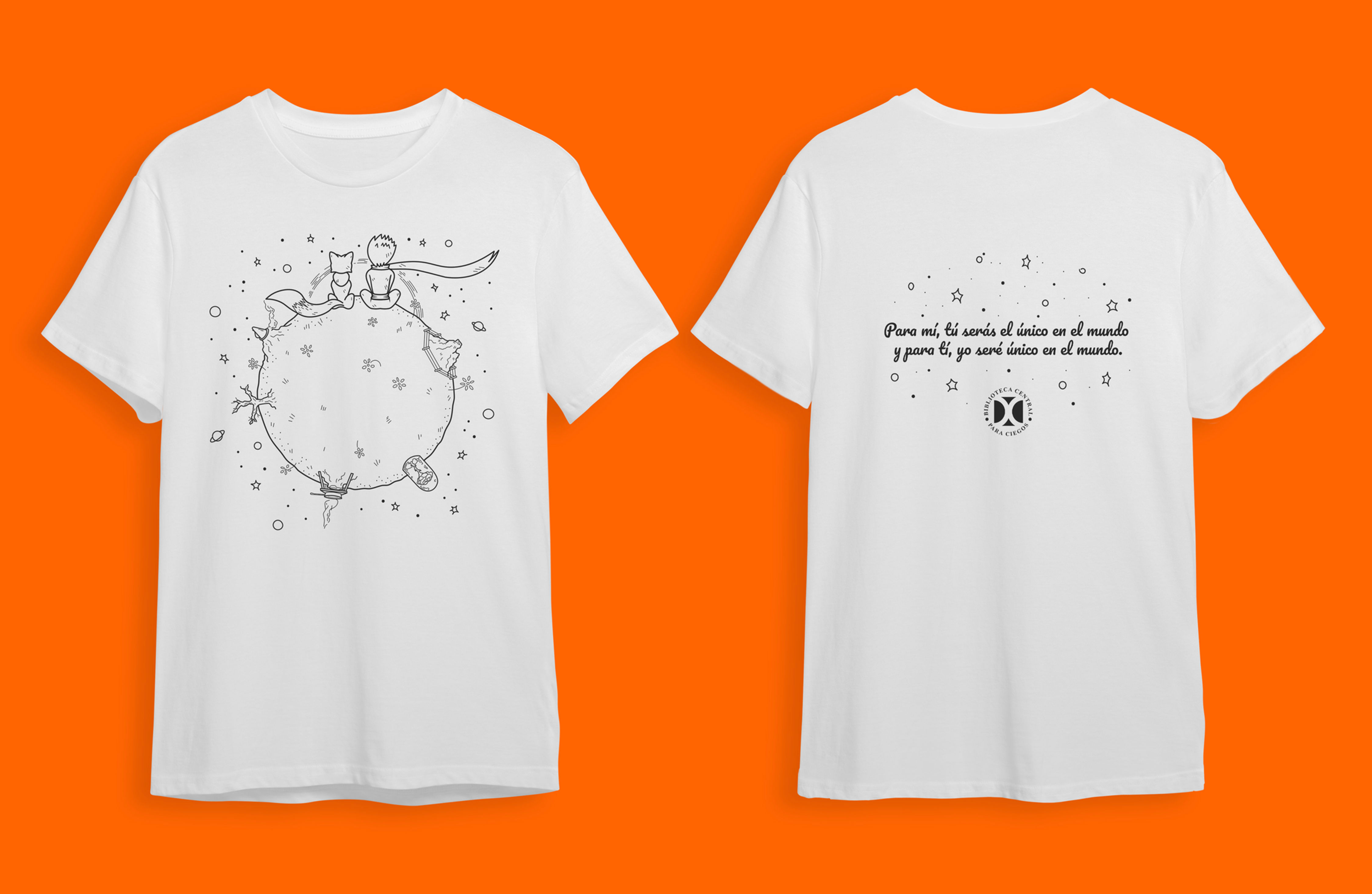 Polera Principito y Zorro sobre planeta