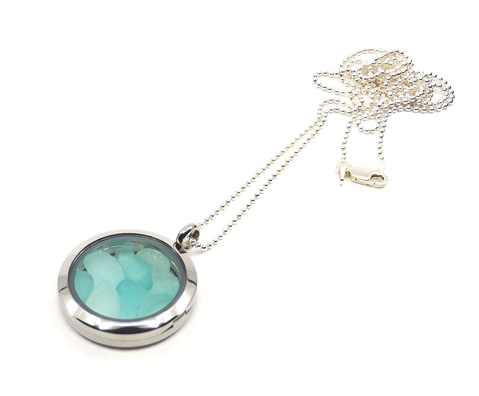 Sea Foam Mix Locket Necklace