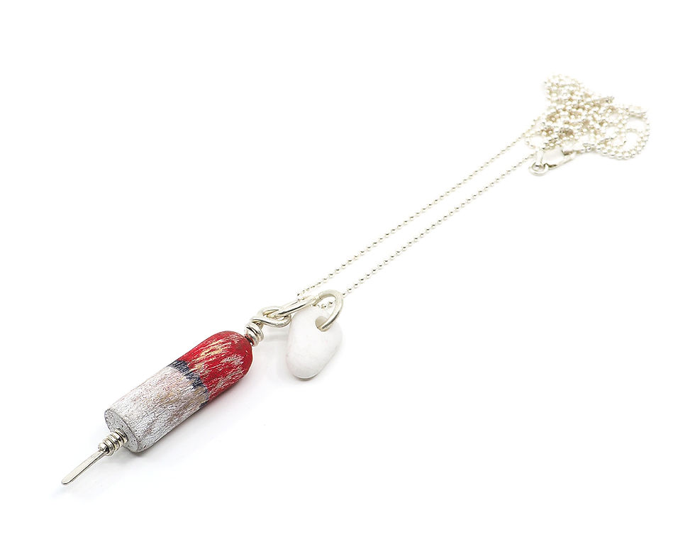 Red, Black and White Lobster Trap Buoy Necklace