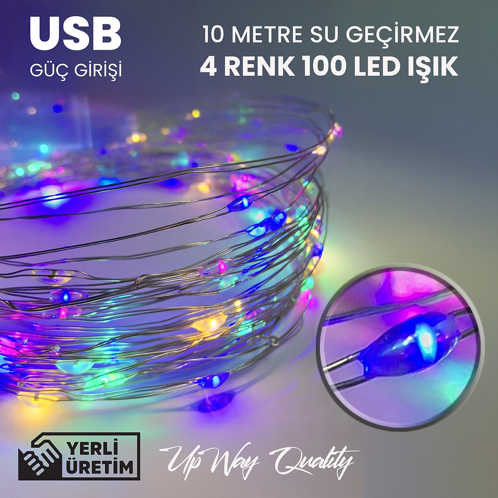 Küçük resim: UpWay 10 Metre Çok Renk Kumandalı 100 Led Işık -  USB Dekoratif Aydınlatma