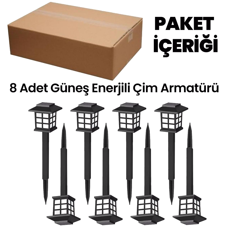 Küçük resim: UpWay Sensörlü Solar Çim Armatürü Güneş Enerjili Bahçe Zemin Aydınlatma 8 Adet