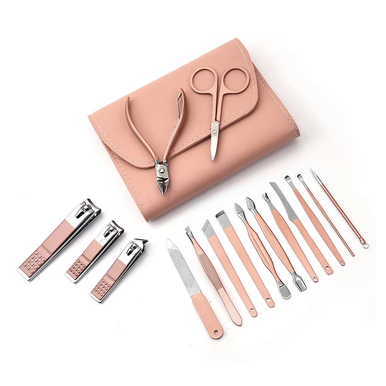 UpWay 16 Parça Deri Çantalı Paslanmaz Çelik Manikür Pedikür Yüz Bakım Seti