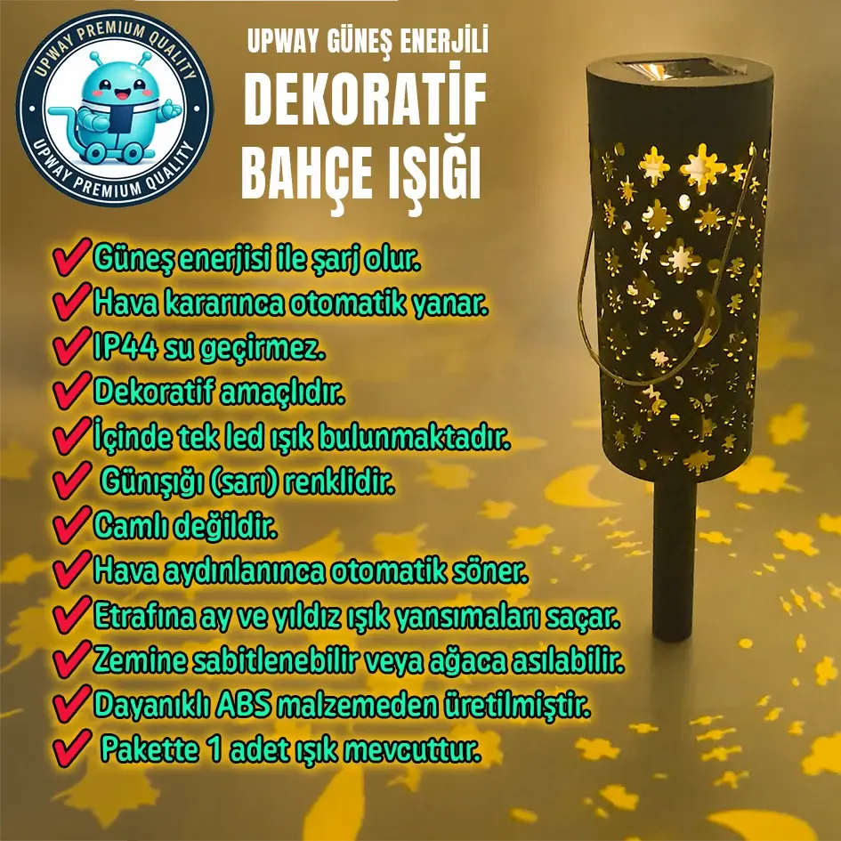 Küçük resim: Upway Güneş Enerjili Yıldız Hilal Desenli Dekoratif Bahçe Ağaç Çim Lambası