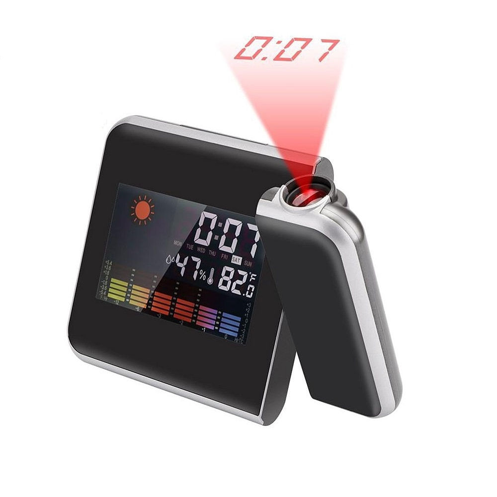 UpWay Projektörlü LCD Ekranlı Yansıtmalı Derece Nem Tarih Göstergeli Masa Saati