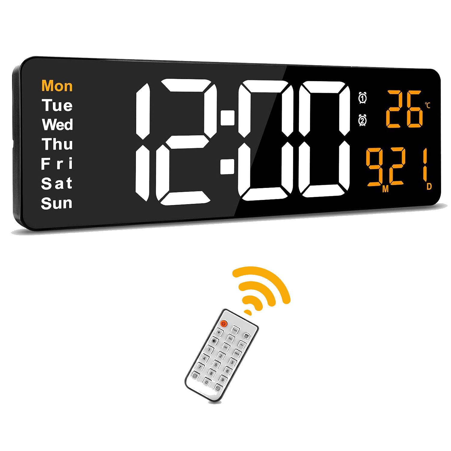 UpWay Kumandalı Büyük  HD LED Ekranlı Dijital Masa Duvar Saati Elektronik Saat