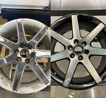 Cosmetic alloy wheel rim repair poder coating and paint