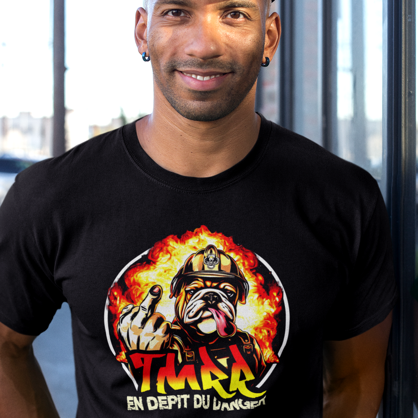 T-shirt English Bouledogue pompier