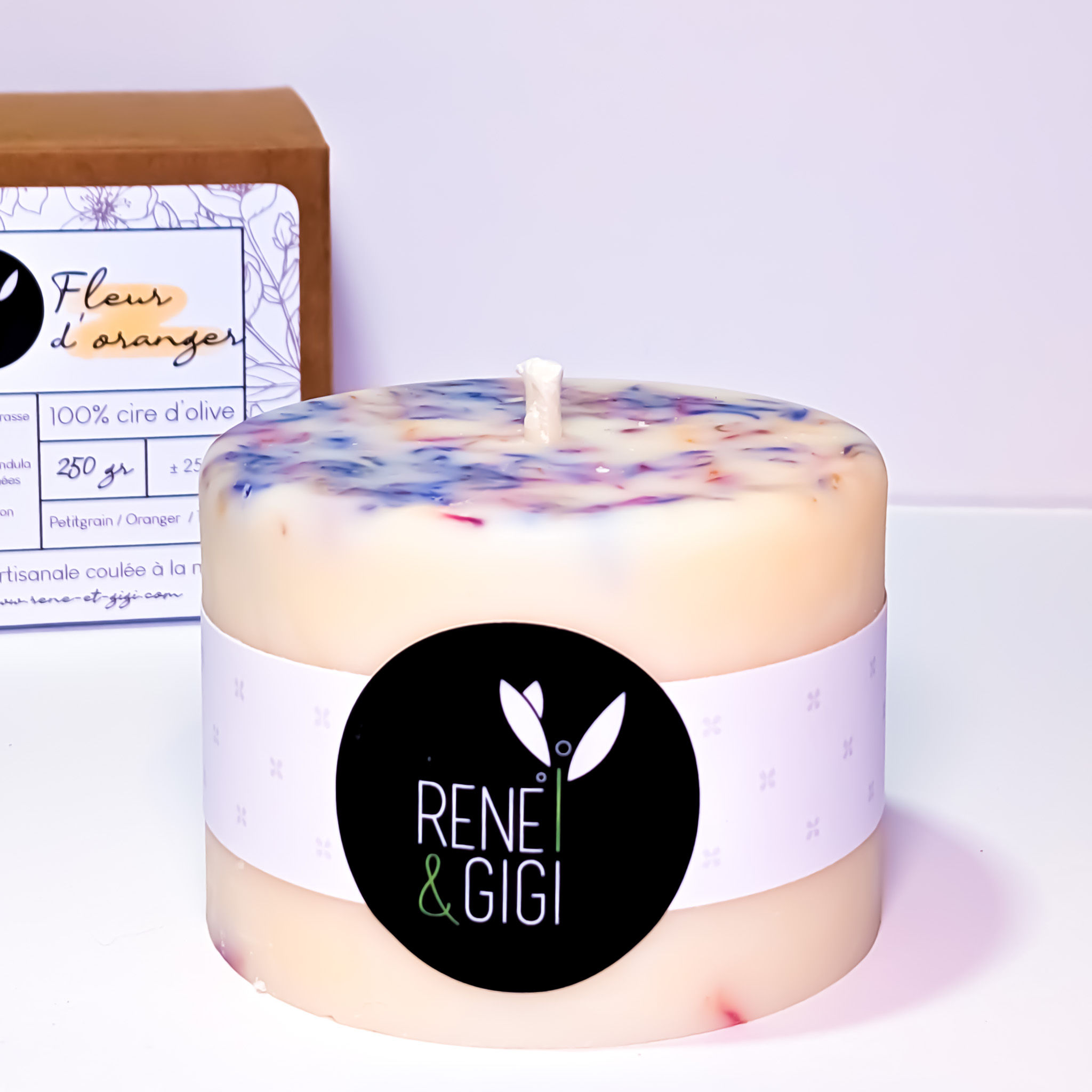 Bougie Pilier Fleurs Oranger