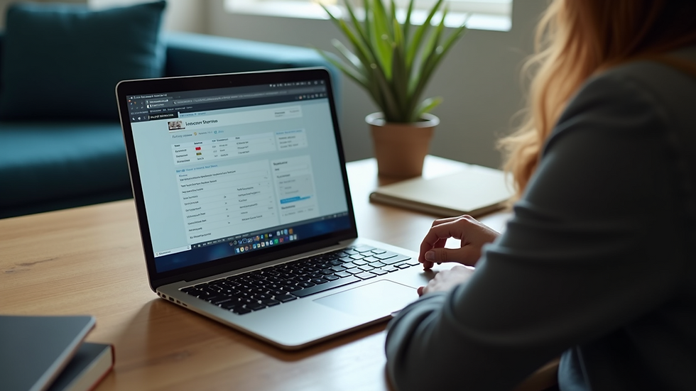 High angle view of a laptop showing online service