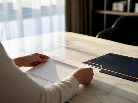 Hands arranging certification exam documents