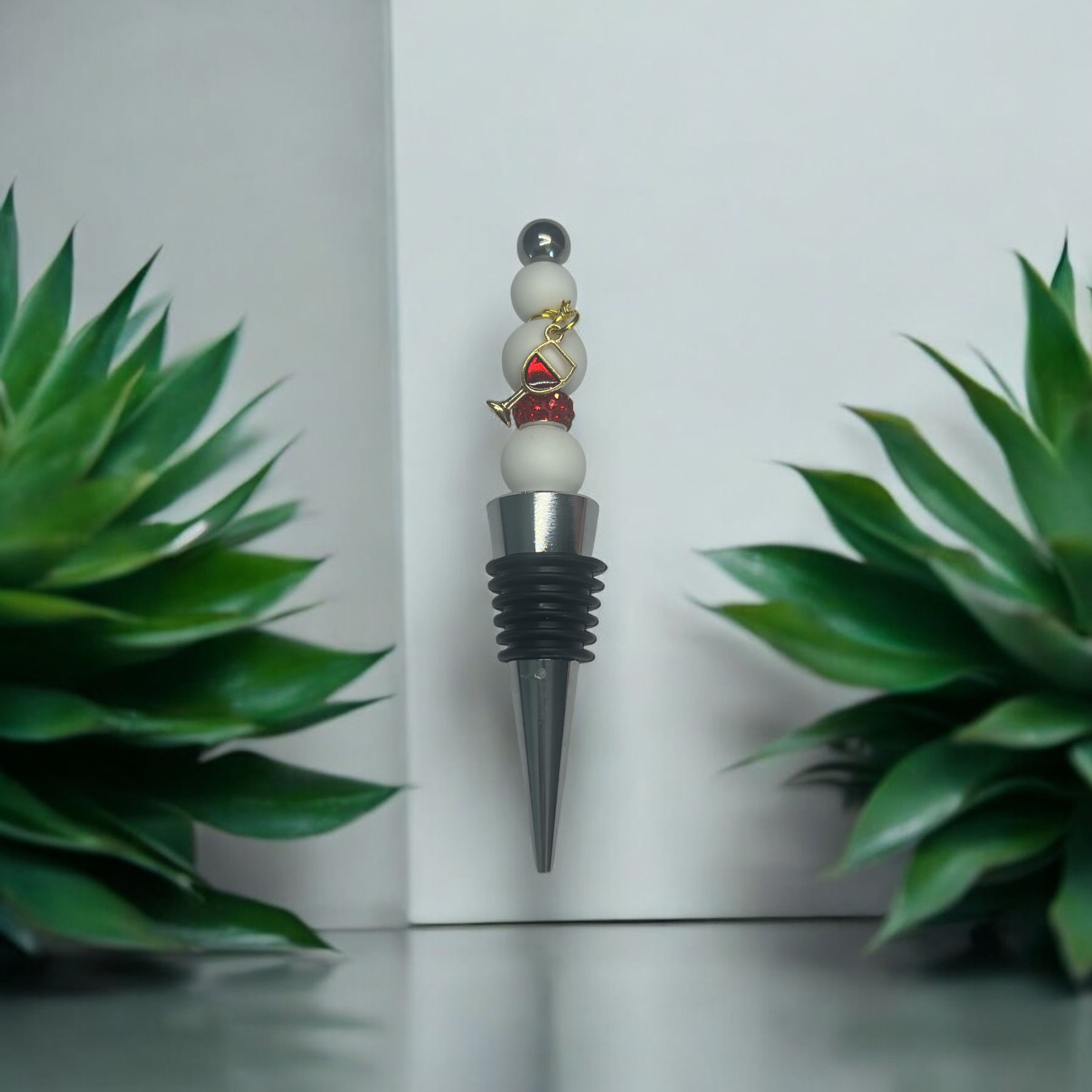 Bottle Topper with Wine Glass Charm