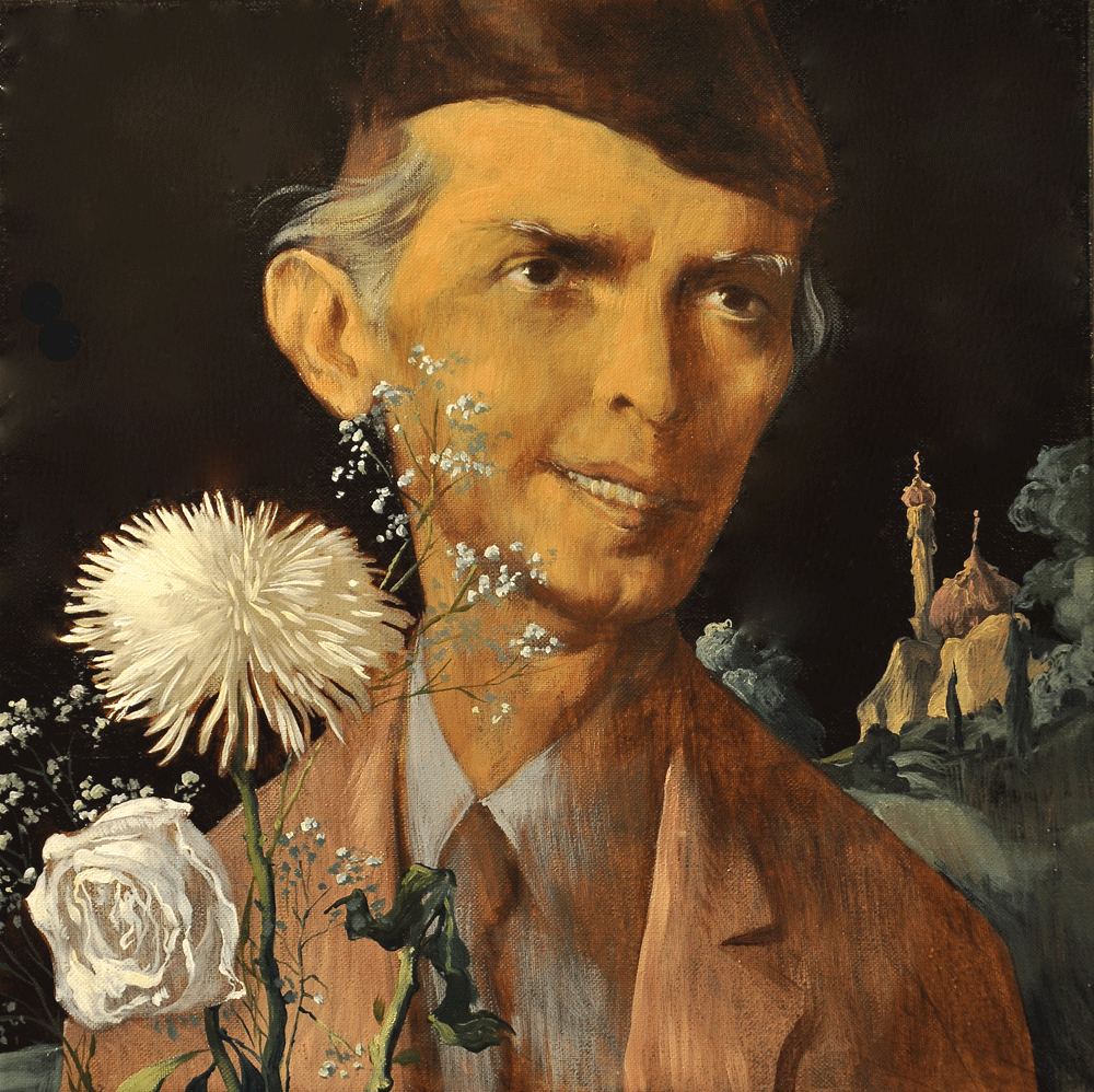 jinnah with flowers