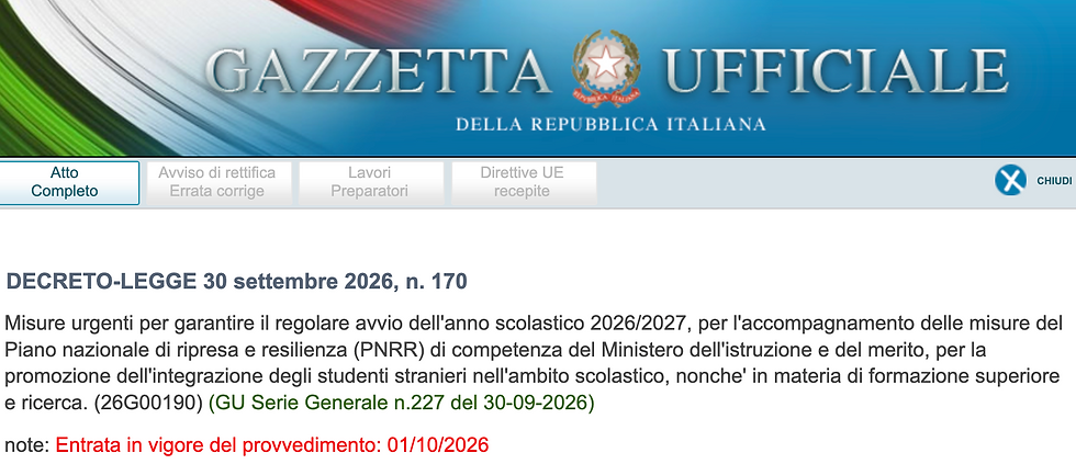 Decreto Scuola in Gazzetta Ufficiale