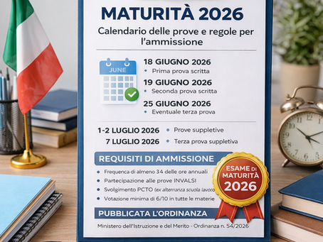 MATURITÀ 2026: CALENDARIO DELLE PROVE, REQUISITI DI AMMISSIONE E REGOLE. PUBBLICATA L’ORDINANZA