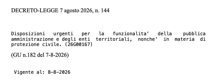 Decreto PA 2026 in Gazzetta Ufficiale