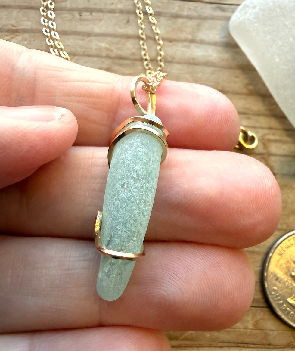 Thumbnail: Genuine Sea Glass and 12 K Gold-Filled  Pendant #RS43