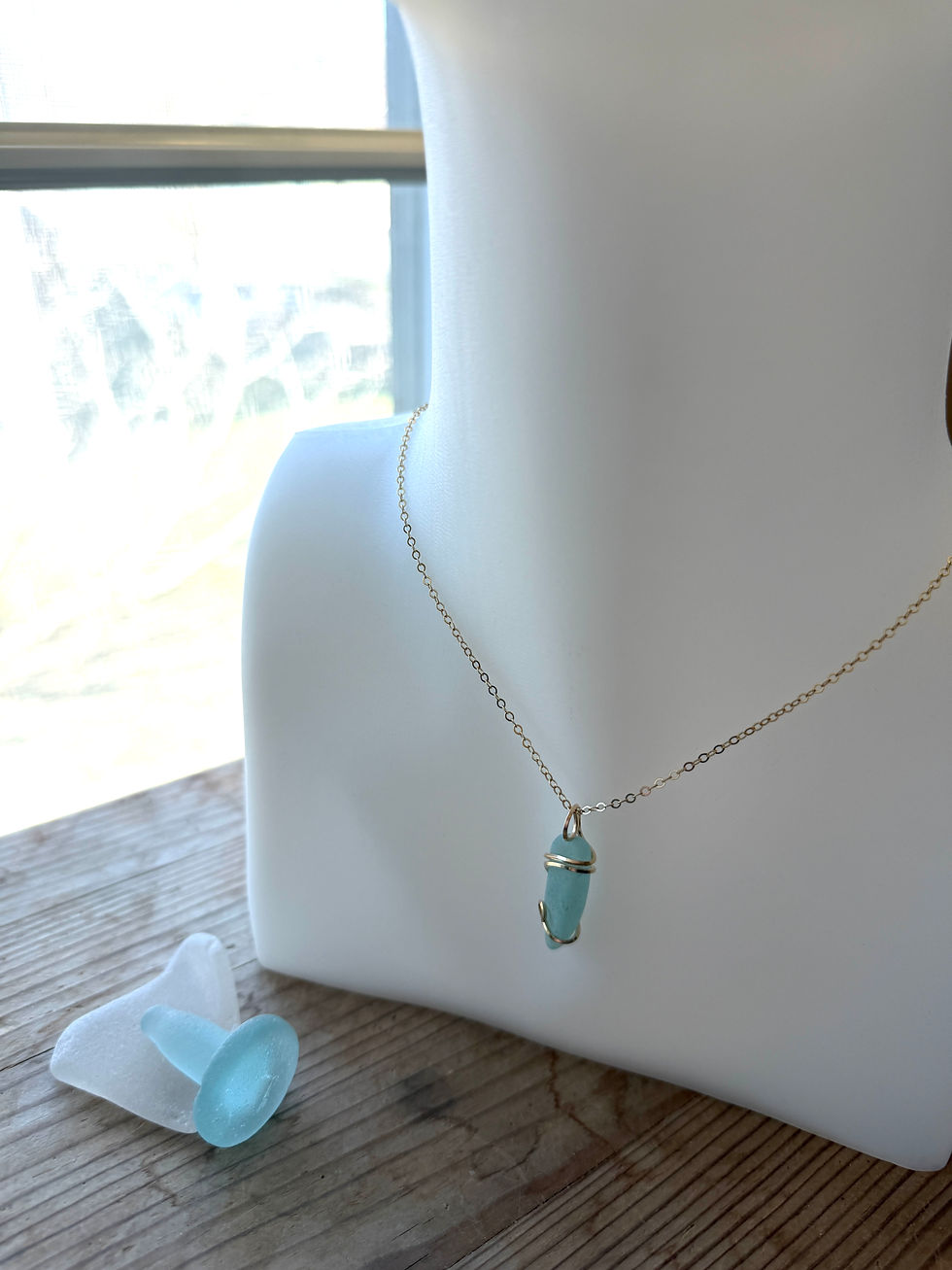 Thumbnail: Genuine Sea Glass and 12 K Gold-Filled  Pendant #RS43