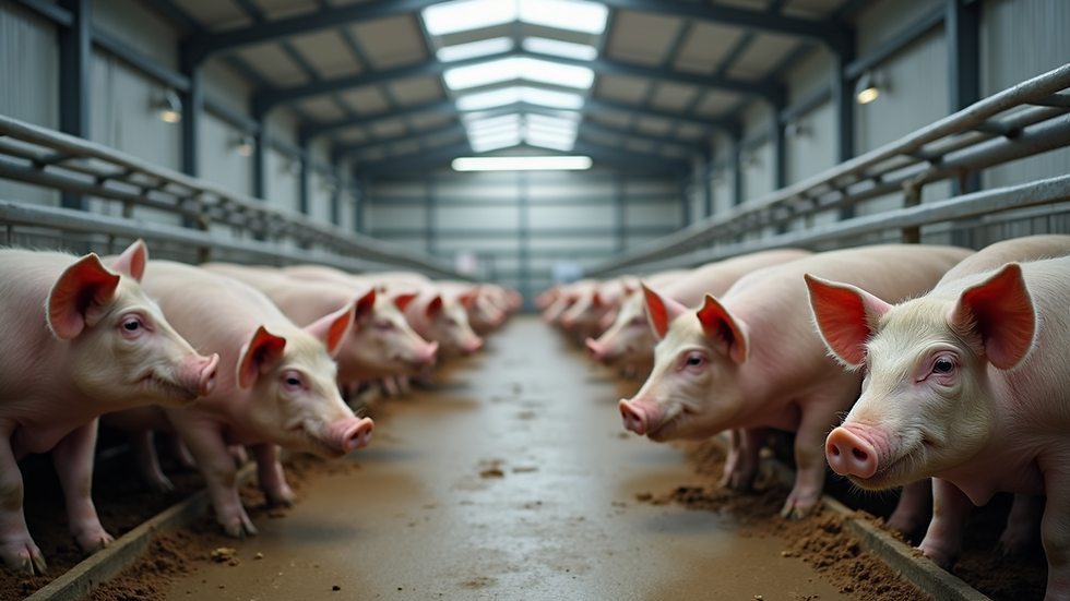 Eye-level view of a modern swine facility with efficient layout