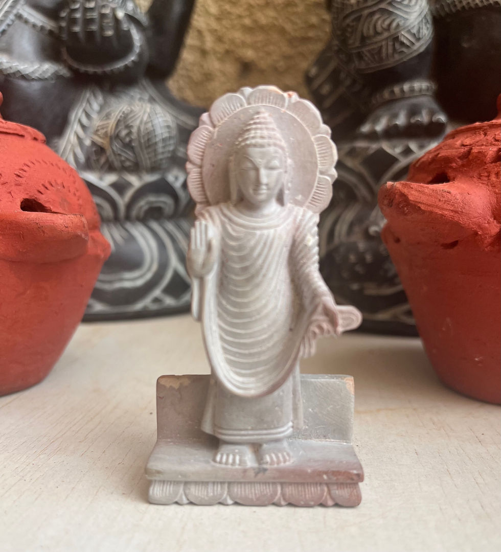Thumbnail: Buddha Pink Stone Handcarved Orrissa Art Statue for Calm & Serenity(3")