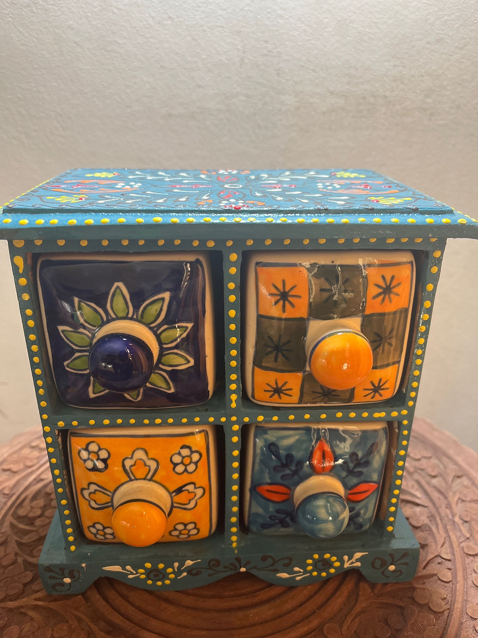 Thumbnail: Hand painted Blue Pottery Drawer Chest
