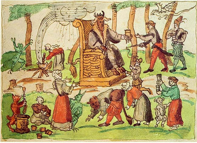 Heksesabbat af Johann Jakob Wick (1522-1588) udgivet 1570. Offentligt domæne