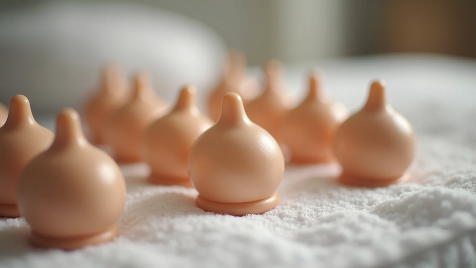 Eye-level view of an assortment of cupping therapy tools used for treatment
