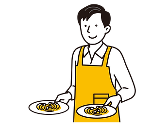 料理を運ぶ男性