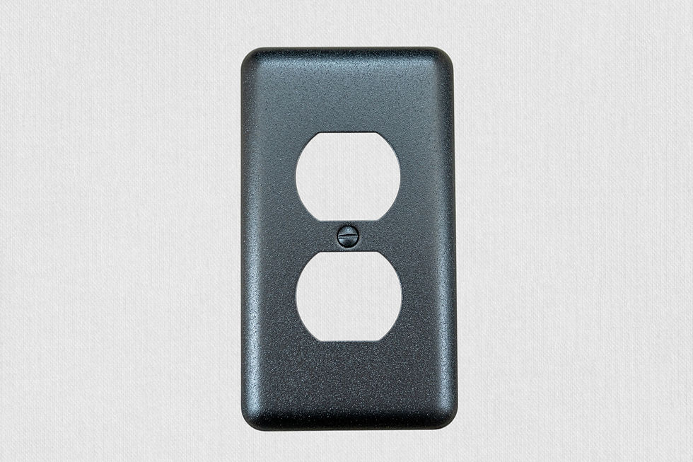 Thumbnail: Black duplex switch plate on white background
