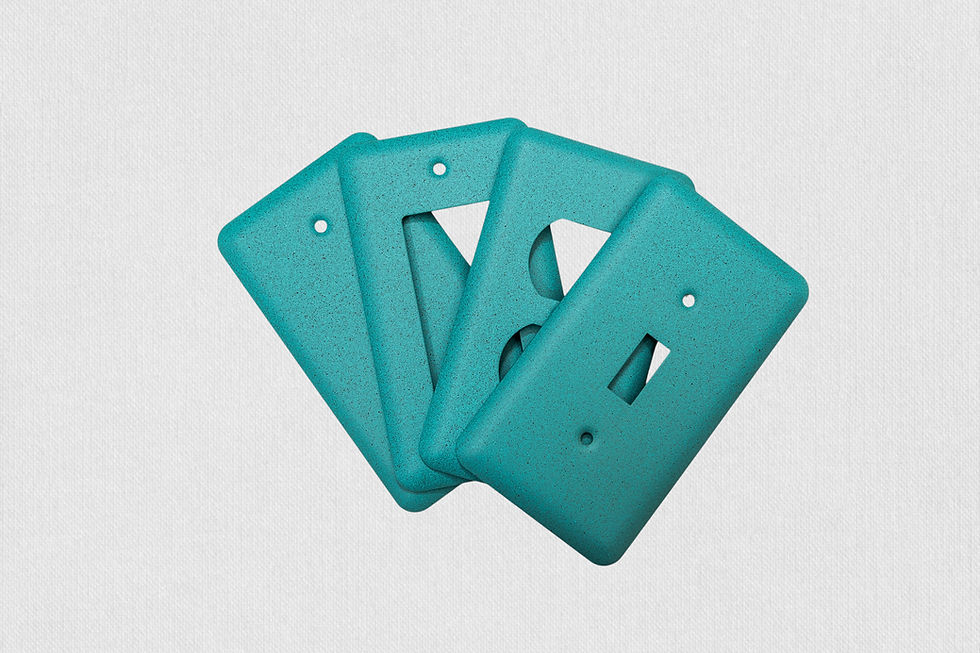 Thumbnail: 4 patina green round corner switch plates on white background